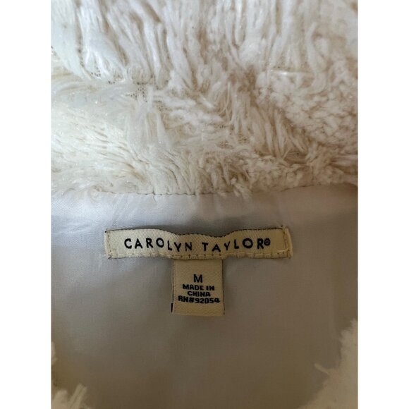 Carolyn Taylor White Sleeveless Puffer Vest W/ Faux Fur Lining & High Collar M - Picture 5 of 12